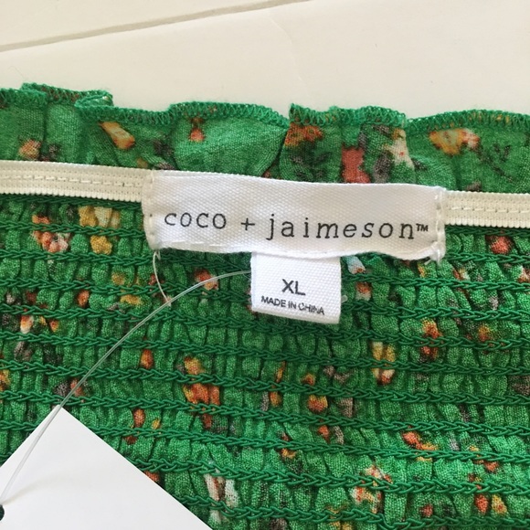 Coco + Jaimeson Green Floral Print Smocked Belted Girls Romper - Picture 3 of 6